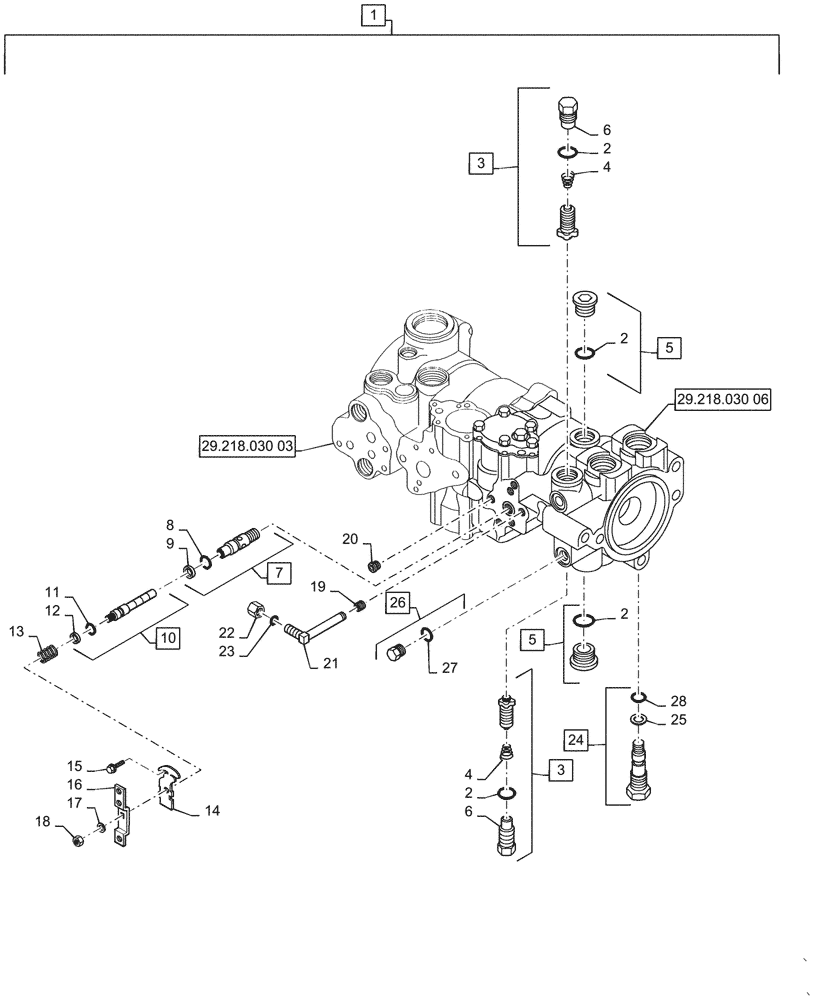 Схема запчастей Case SR270 - (29.218.030[05]) - HYDROSTATIC PUMP & COMPONENTS, MECHANICAL CONTROLS (29) - HYDROSTATIC DRIVE