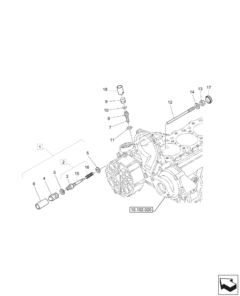 Схема запчастей Case CX26C - (10.106.020) - IDLER GEAR, ADJUSTER (10) - ENGINE