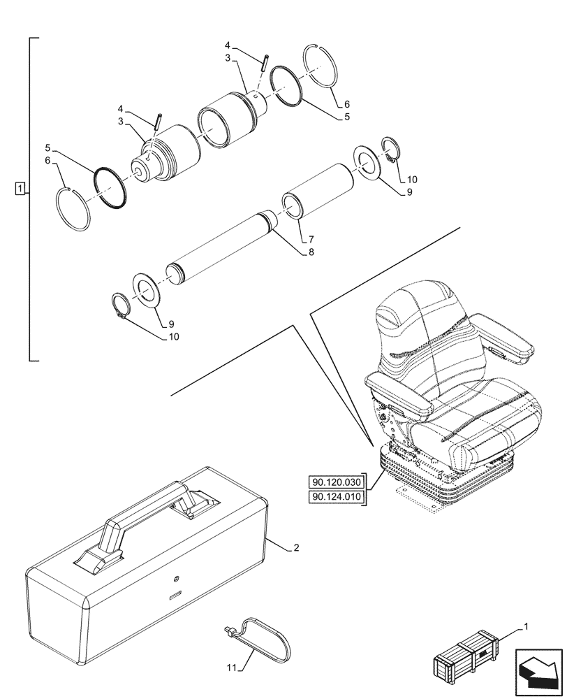 Схема запчастей Case 580SN WT - (88.100.040) - VAR - 423081 - TOOL BOX, RETROFIT KIT HYDRAULIC (88) - ACCESSORIES