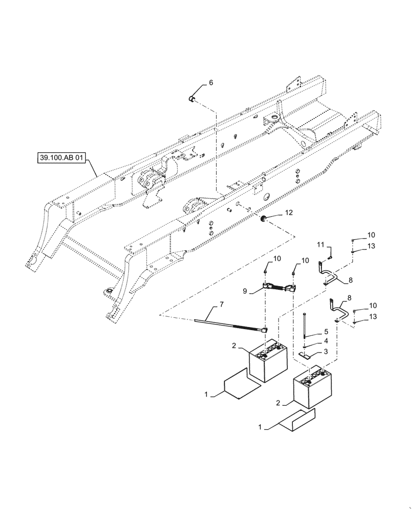 Схема запчастей Case 586H - (55.302.AG[02]) - VAR - 423093 - DUAL BATTERY INSTALL (55) - ELECTRICAL SYSTEMS