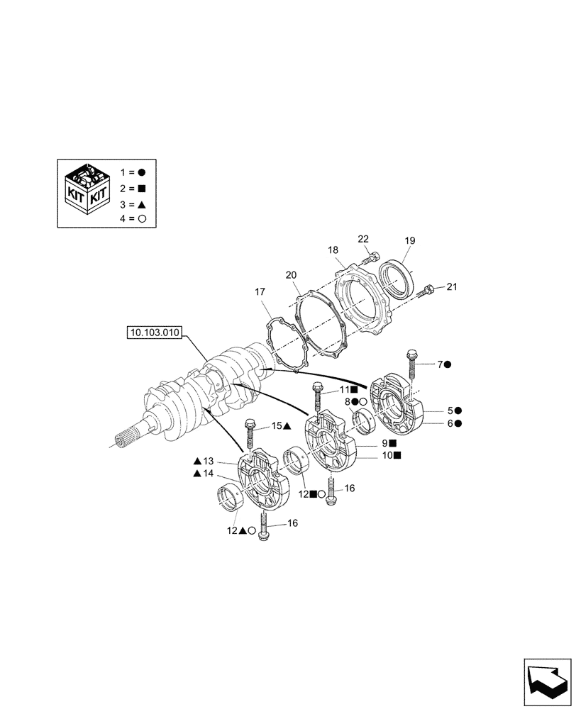 Схема запчастей Case CX26C - (10.103.020) - ENGINE, CRANKSHAFT BEARING (10) - ENGINE