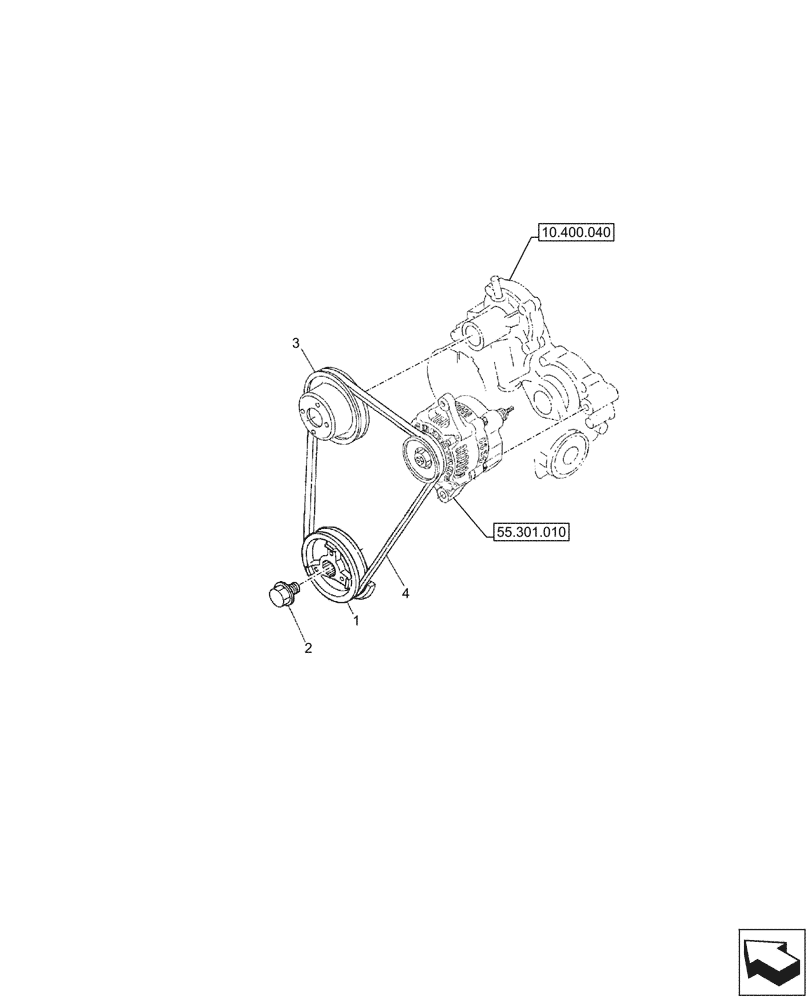 Схема запчастей Case CX26C - (10.414.020) - ENGINE, BELT (10) - ENGINE