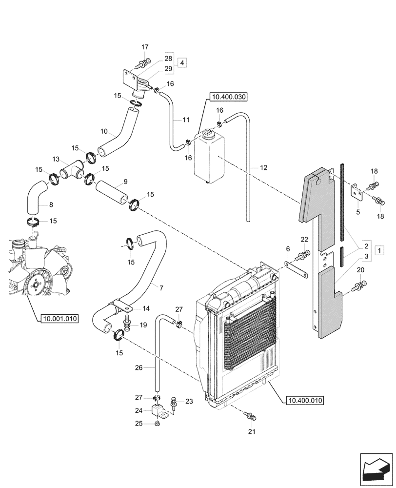 Схема запчастей Case CX26C - (10.400.020) - RADIATOR HOSE (10) - ENGINE