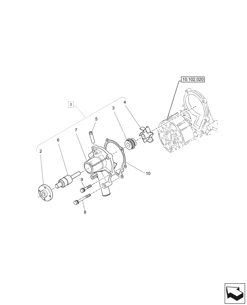 Схема запчастей Case CX26C - (10.400.040) - WATER PUMP, COMPONENTS (10) - ENGINE