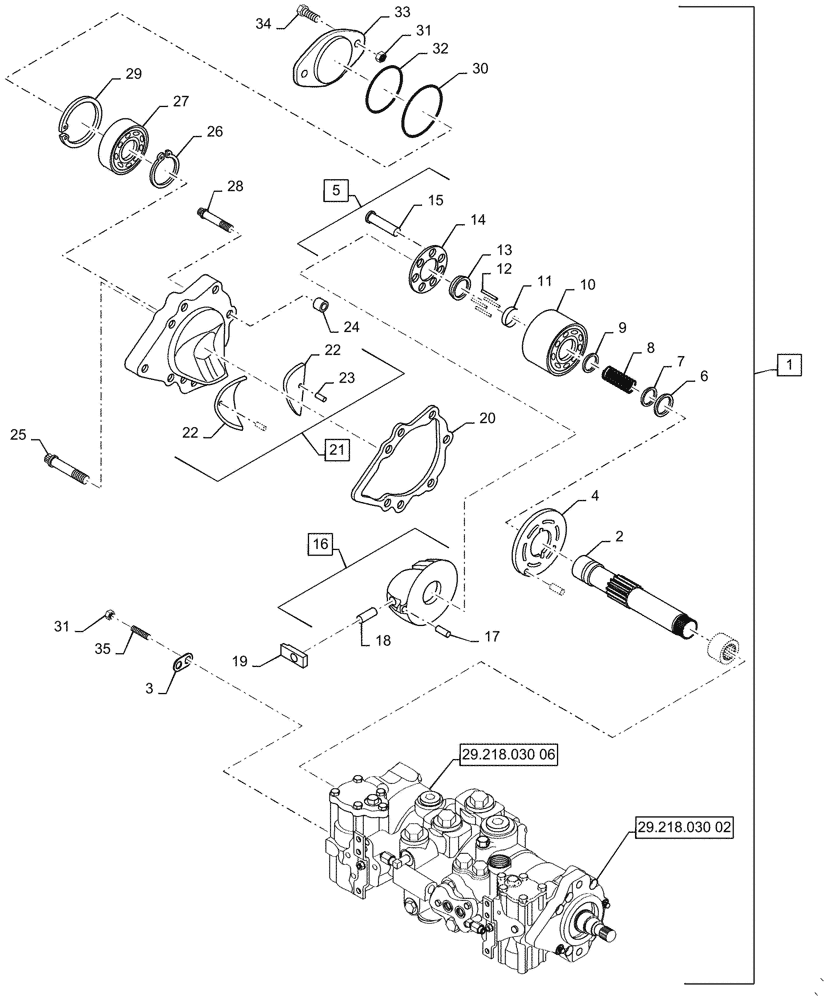 Схема запчастей Case SR270 - (29.218.030[04]) - HYDROSTATIC PUMP & COMPONENTS, MECHANICAL CONTROLS (29) - HYDROSTATIC DRIVE