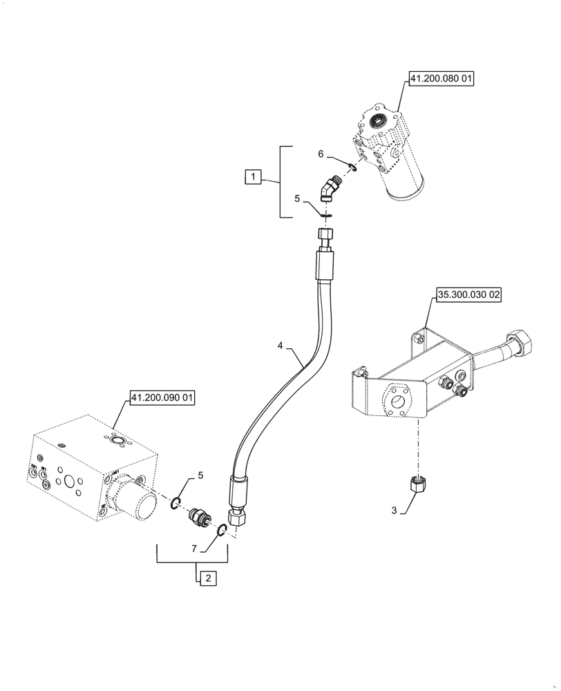 Схема запчастей Case 921G - (41.200.010[01]) - VAR - 782441, 482930 - STANDARD STEERING HYDRAULIC LINES (41) - STEERING