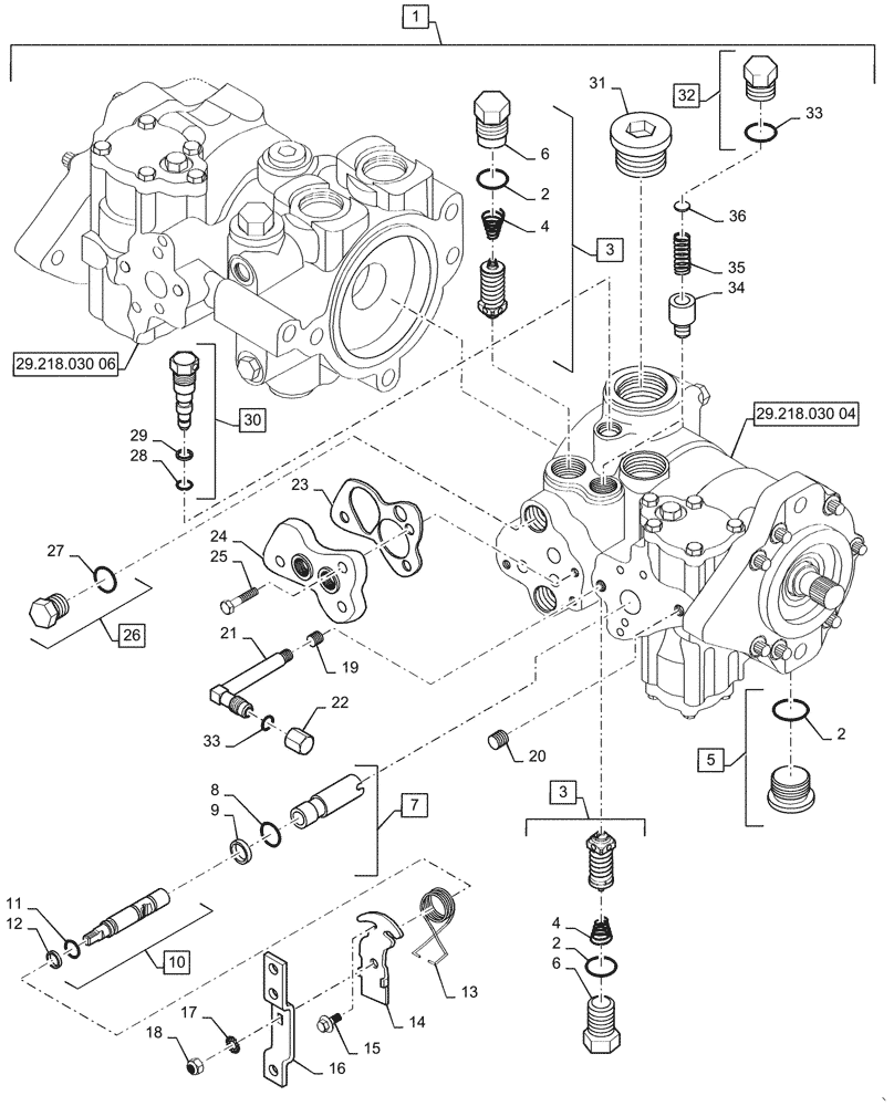 Схема запчастей Case TV380 - (29.218.030[03]) - HYDROSTATIC PUMP & COMPONENTS, MECHANICAL CONTROLS (29) - HYDROSTATIC DRIVE