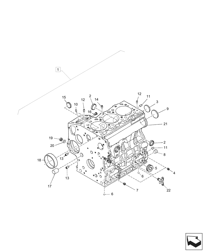 Схема запчастей Case CX26C - (10.001.030) - ENGINE, CRANKCASE (10) - ENGINE