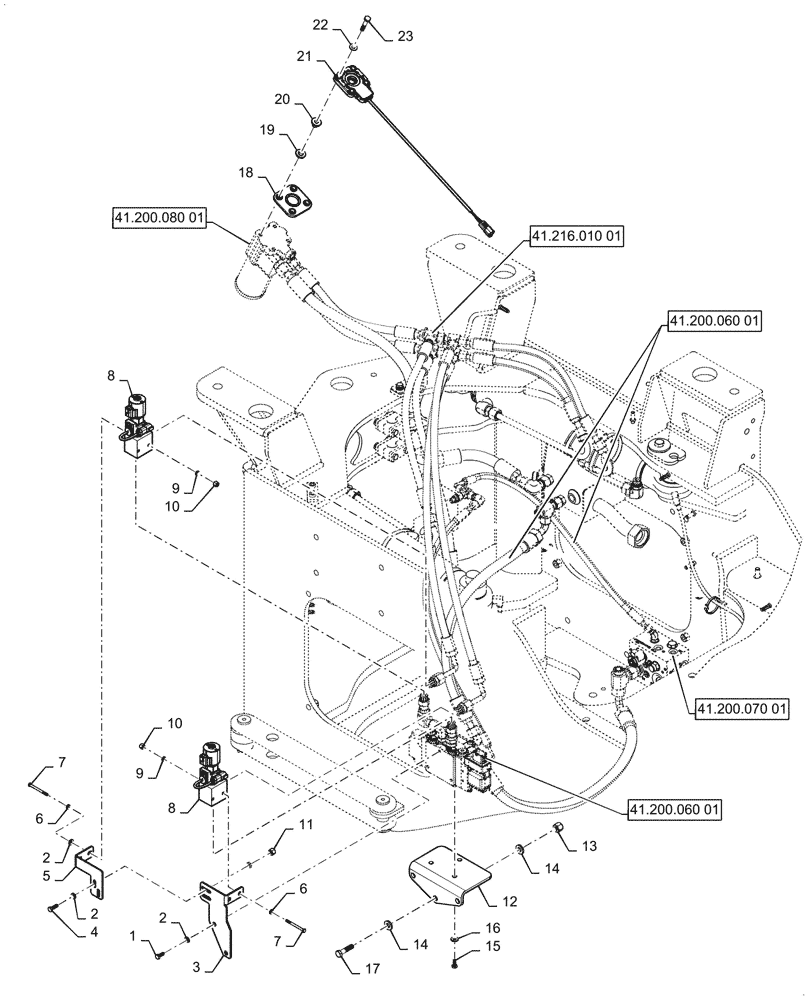 Схема запчастей Case 921G - (41.200.060[02]) - VAR - 482913 - STANDARD, STEERING - EH W/ JOYSTICK (41) - STEERING