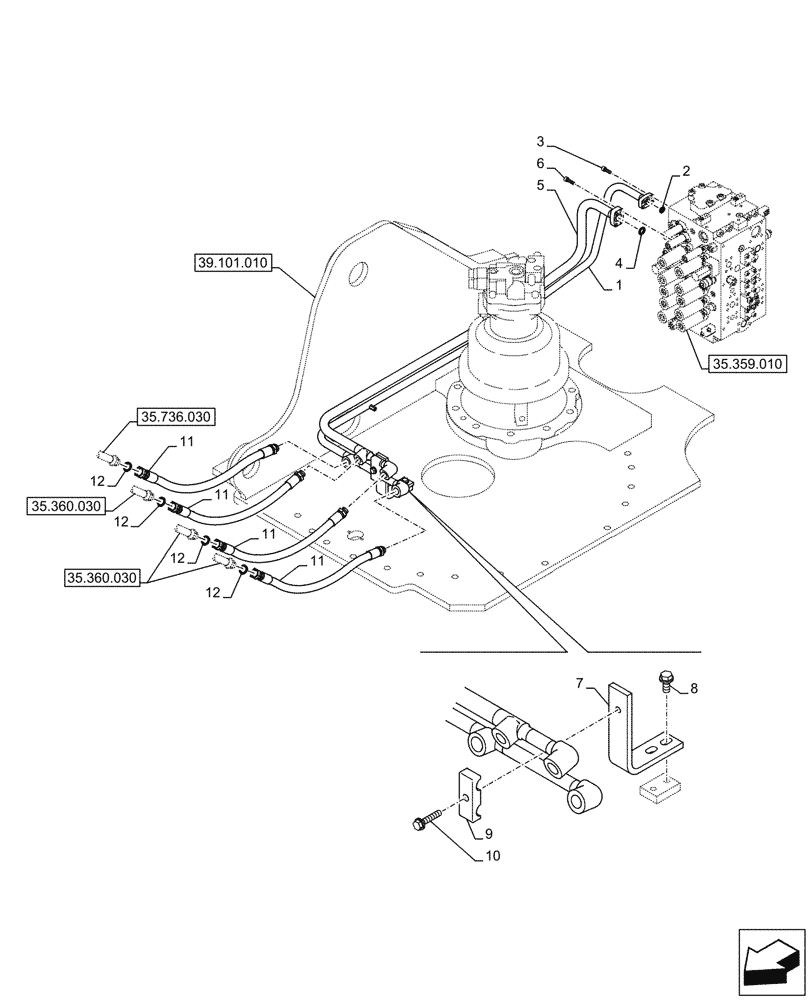 Схема запчастей Case CX290D LC MH - (35.736.010) - LIFT CYLINDER, BOOM, LINES (35) - HYDRAULIC SYSTEMS