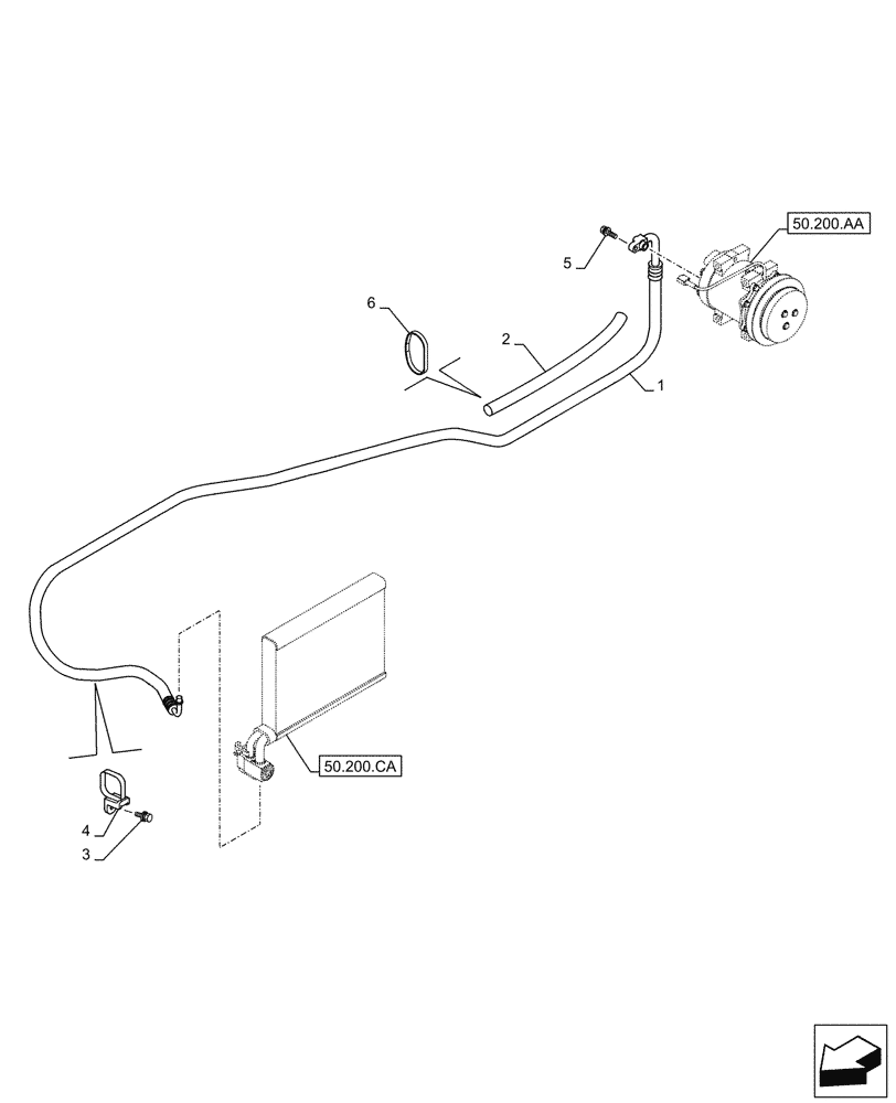 Схема запчастей Case CX350D LC - (50.200.AB[03]) - AIR CONDITIONING, LINES (50) - CAB CLIMATE CONTROL