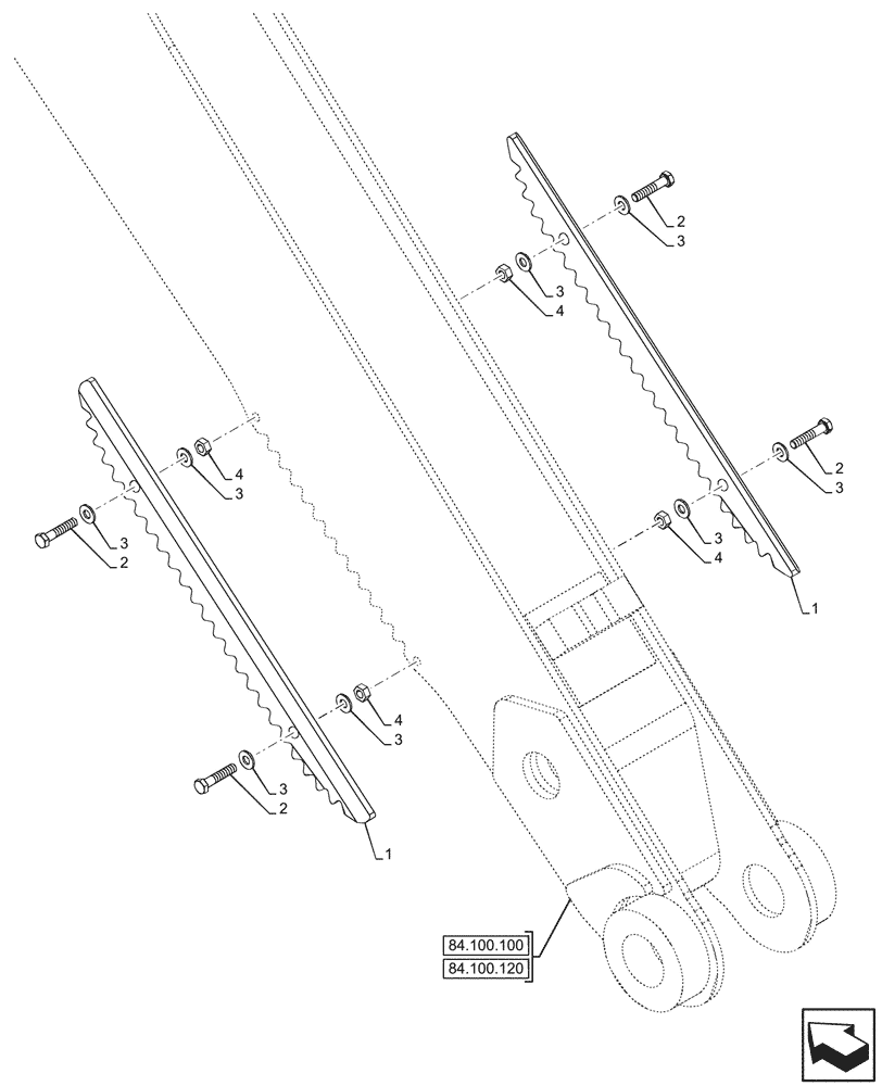 Схема запчастей Case 590SN - (84.912.020) - VAR - 423092 - STANDARD DIPPER, EXTENDABLE DIPPER, GRIP (84) - BOOMS, DIPPERS & BUCKETS