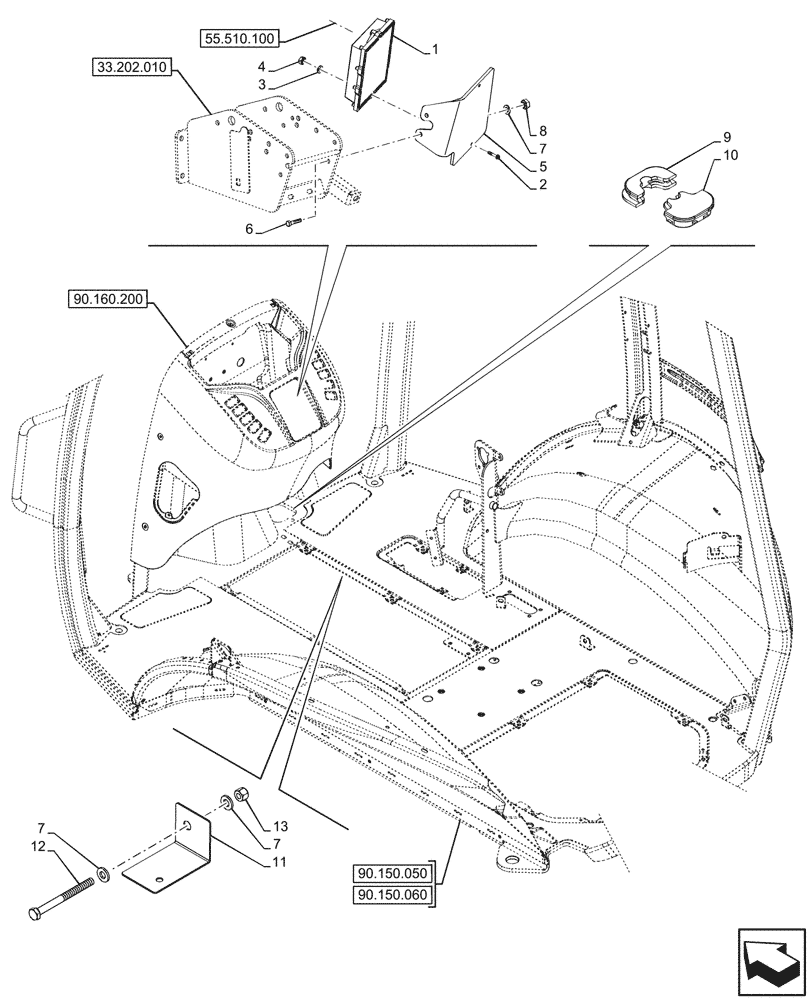 Схема запчастей Case 580N - (55.024.020) - VAR - 423060, 423061 - SEMI-POWERSHIFT, TRANSMISSION, ELECTRONIC CONTROLS, MODULE (55) - ELECTRICAL SYSTEMS