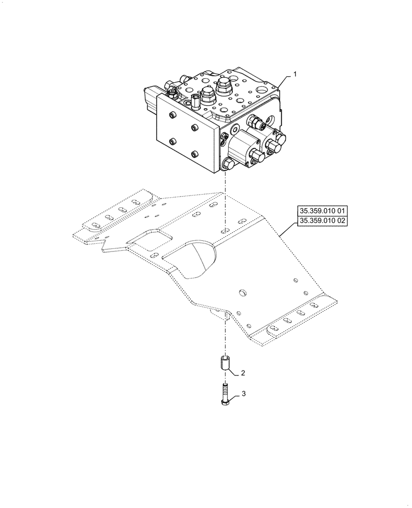 Схема запчастей Case 821G - (35.357.030[01]) - VAR - 734051, 734052 - CONTROL VALVE, MOUNTING - 2 SPOOL, Z-BAR / XR / LR (35) - HYDRAULIC SYSTEMS