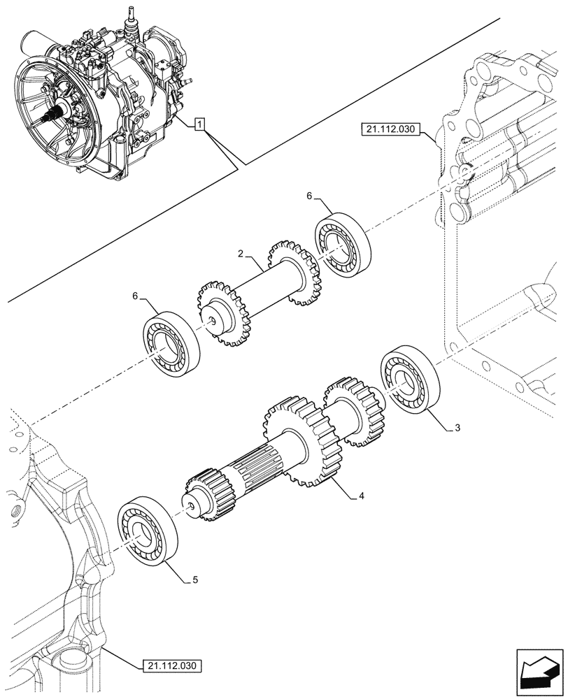 Схема запчастей Case 580N - (21.154.030) - VAR - 423058 - TRANSMISSION, POWERSHUTTLE, COMPONENTS, DRIVE SHAFT, DRIVEN SHAFT, 2WD (21) - TRANSMISSION