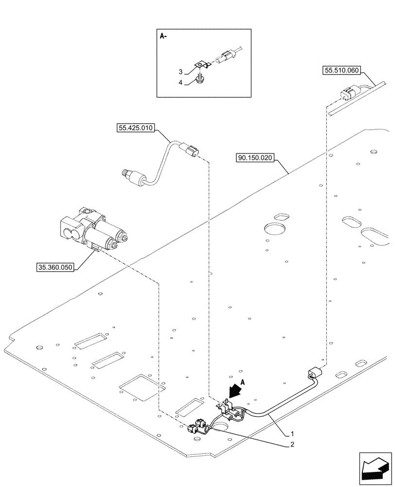 Схема запчастей Case CX290D LC MH - (55.510.050) - VAR - 461863 - OPTION, HARNESS, CLAMSHELL BUCKET, ROTATION, W/ ELECTRICAL PROPORTIONAL CONTROL (55) - ELECTRICAL SYSTEMS