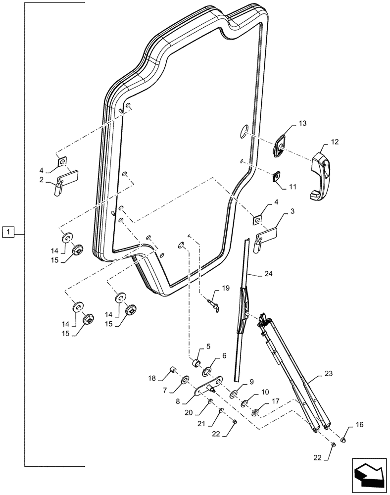 Схема запчастей Case SV185 - (90.154.AA[01]) - GLASS DOOR ASSY, EXTERNAL COMPONENTS (15-FEB-2015 & NEWER) (90) - PLATFORM, CAB, BODYWORK AND DECALS