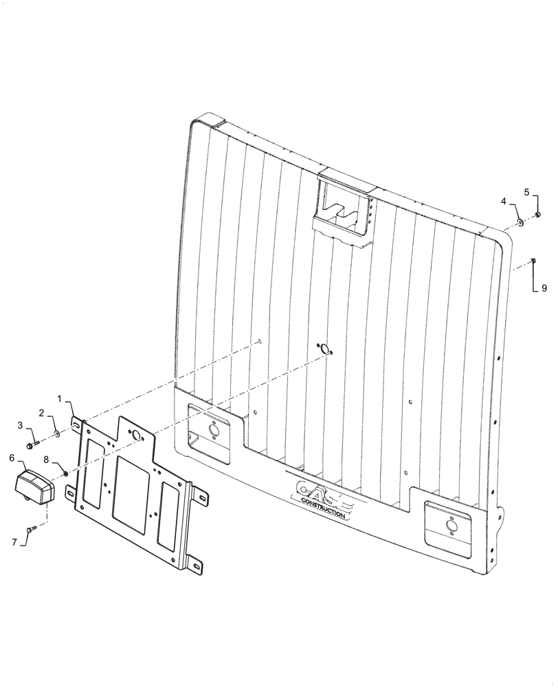 Схема запчастей Case 721G - (88.100.070) - VAR - 482140 - REAR LICENSE PLATE LAMP AND BRACKET (88) - ACCESSORIES