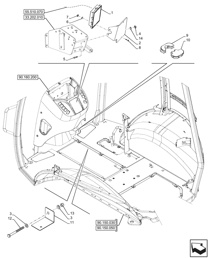 Схема запчастей Case 580SN - (55.024.010) - VAR - 423060, 423061 - SEMI-POWERSHIFT, TRANSMISSION, ELECTRONIC CONTROLS, MODULE (55) - ELECTRICAL SYSTEMS