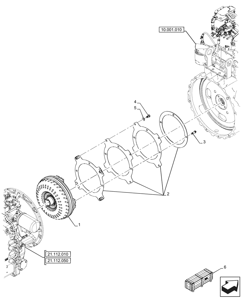 Схема запчастей Case 590SN - (21.700.020) - VAR - 423058 - TRANSMISSION, POWERSHUTTLE, TORQUE CONVERTER, 2WD (21) - TRANSMISSION