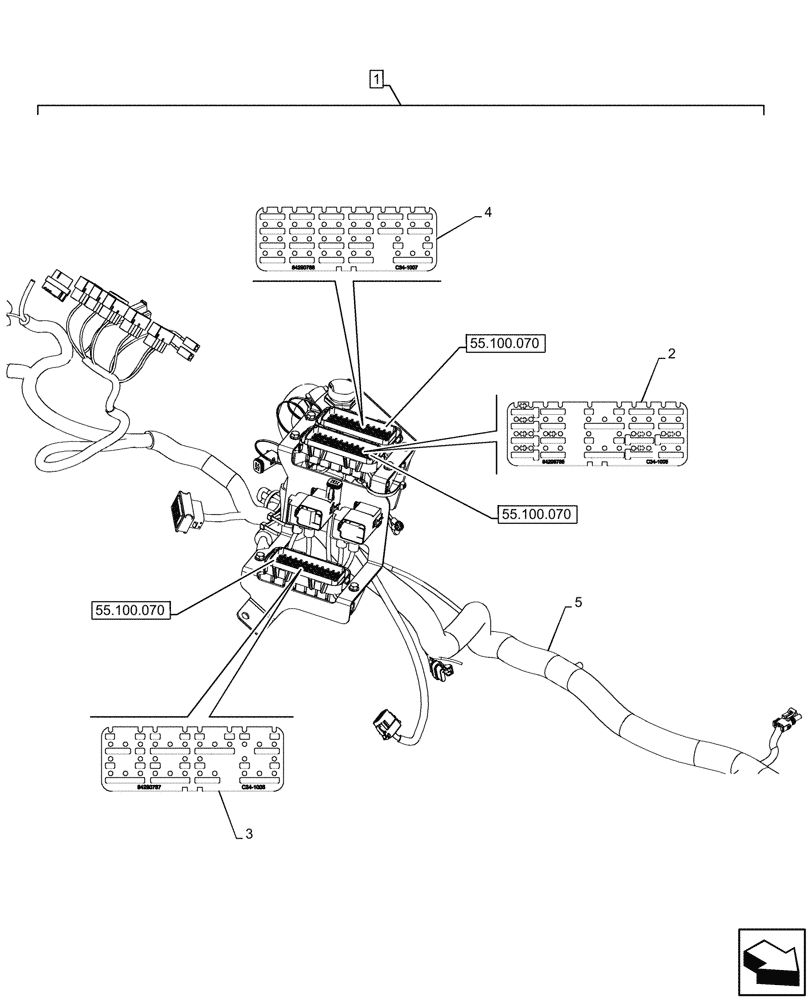 Схема запчастей Case 580SN WT - (90.108.110) - VAR - 423058, 423059 - DECAL, POWERSHUTTLE, TRANSMISSION, RIGHT SIDE, HARNESS, FUSE, RELAY (90) - PLATFORM, CAB, BODYWORK AND DECALS