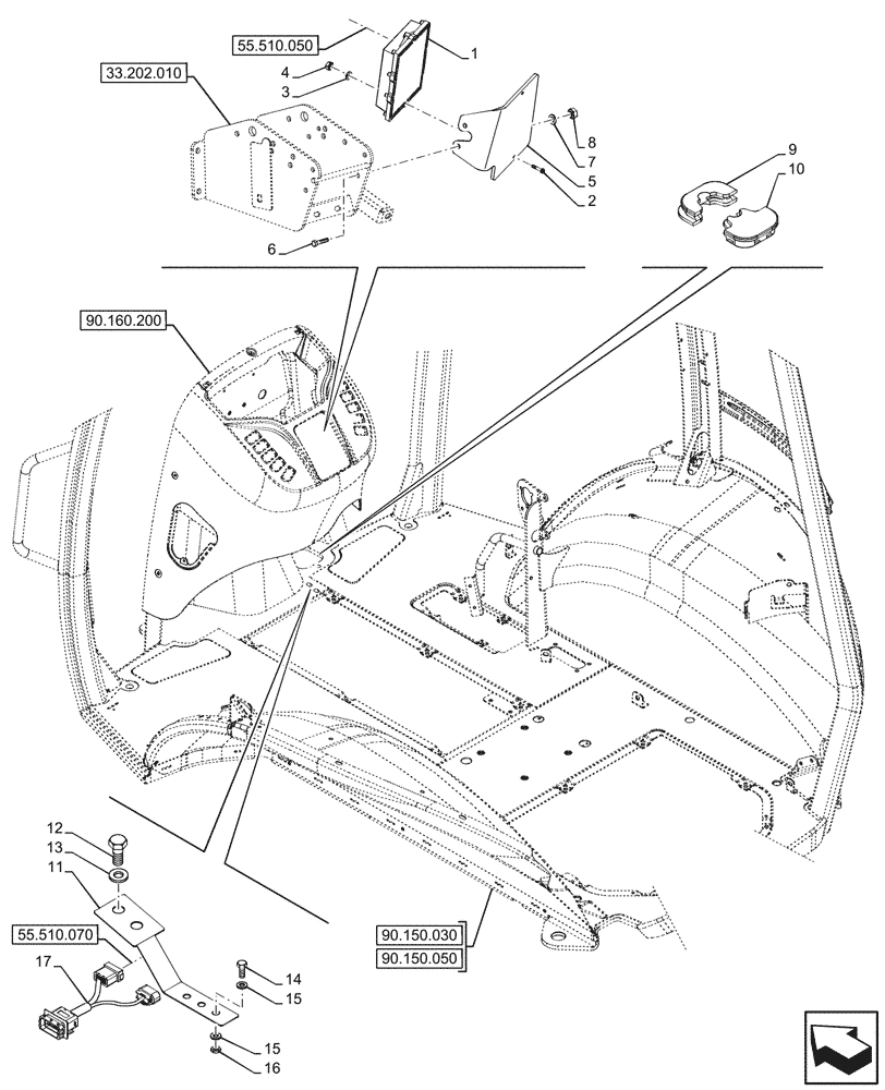 Схема запчастей Case 590SN - (55.024.020) - VAR - 423062 - SEMI-POWERSHIFT, TRANSMISSION, ELECTRONIC CONTROLS, MODULE, 4WD (55) - ELECTRICAL SYSTEMS