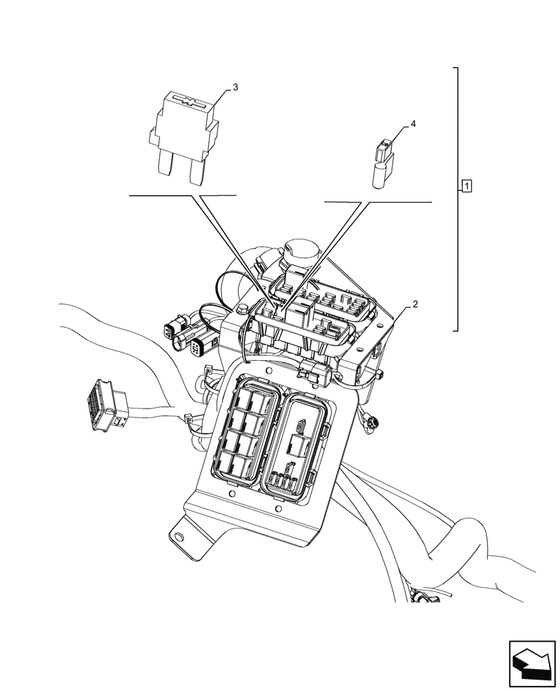 Схема запчастей Case 580SN - (55.510.040) - VAR - 423058, 423059 - POWERSHUTTLE, TRANSMISSION, RIGHT SIDE, HARNESS W/ OPT, FUSE BOX, DIODE (55) - ELECTRICAL SYSTEMS