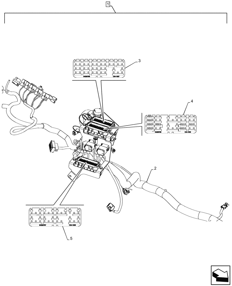 Схема запчастей Case 580SN WT - (90.108.130) - VAR - 423060, 423061, 423062 - DECAL, SEMI-POWERSHIFT, POWERSHIFT, TRANSMISSION, SIDE, CONSOLE, HARNESS, FUSE, RELAY (90) - PLATFORM, CAB, BODYWORK AND DECALS