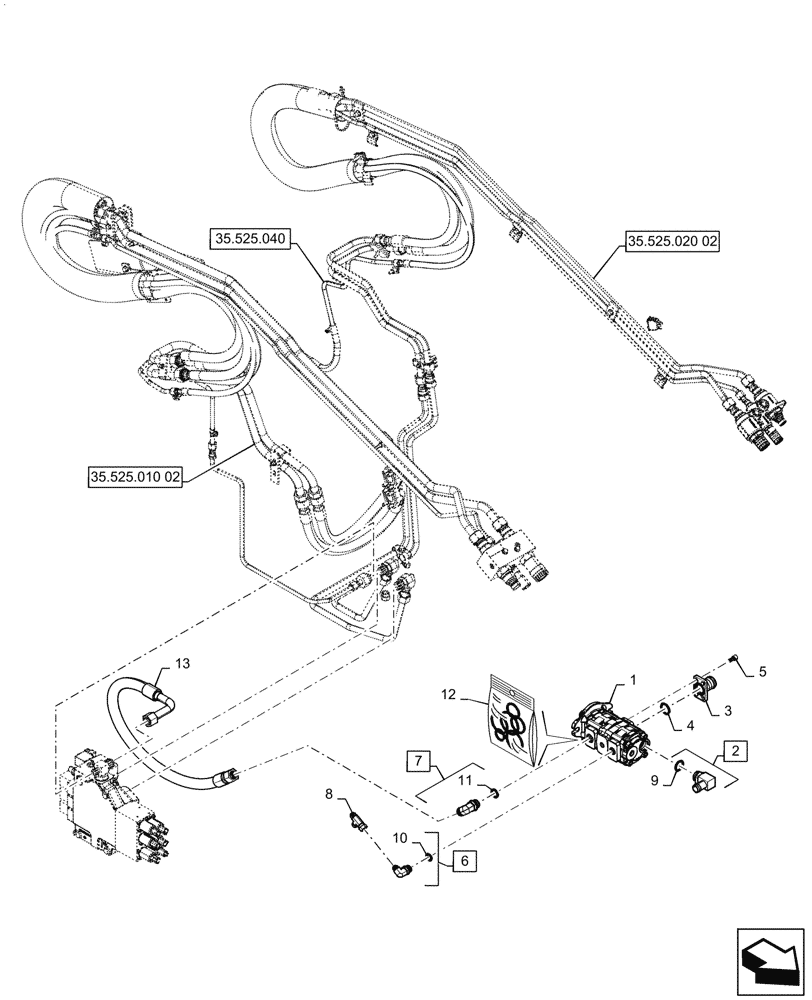 Схема запчастей Case SV340 - (35.525.030[02]) - ENHANCED HIGH FLOW AUXILIARY HYDRAULIC, GEAR PUMP (35) - HYDRAULIC SYSTEMS