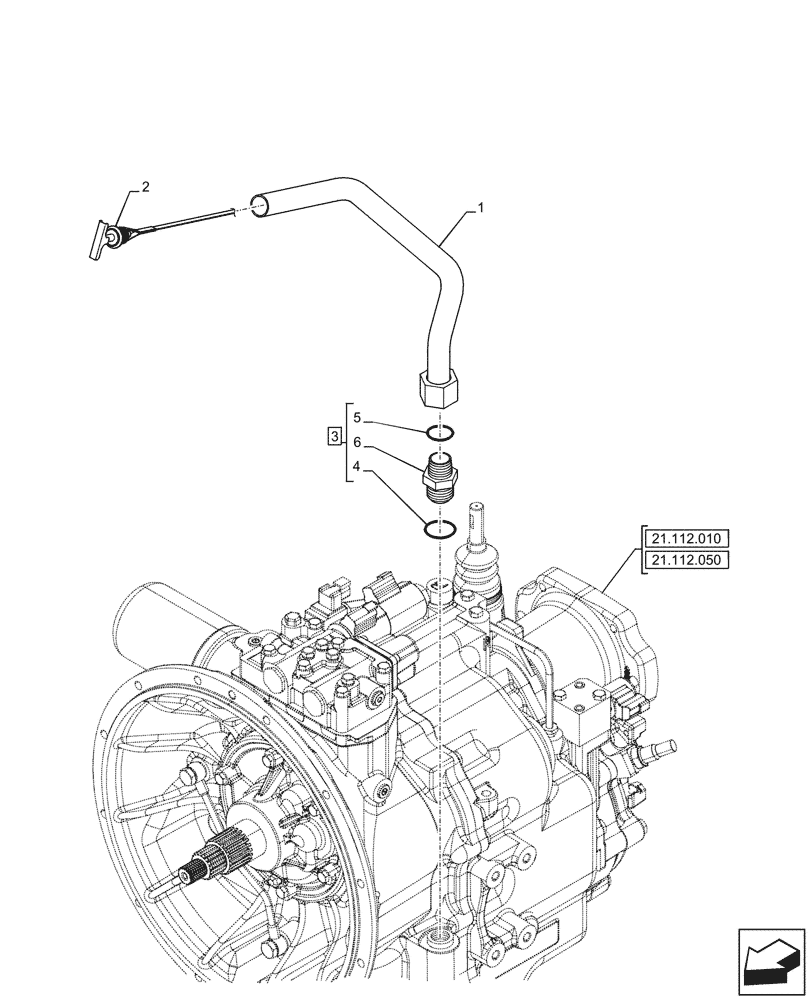 Схема запчастей Case 590SN - (21.112.040) - VAR - 423058, 423059 - TRANSMISSION, POWERSHUTTLE, DIPSTICK (21) - TRANSMISSION