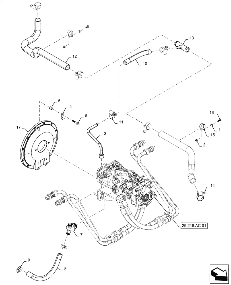 Схема запчастей Case TR270 - (29.204.AB[02]) - HYDROSTATIC PUMP, SUPPLY LINES, MECHANICAL CONTROLS (20-NOV-2015 & NEWER) (29) - HYDROSTATIC DRIVE