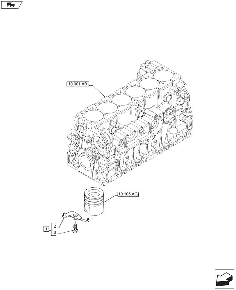 Схема запчастей Case F2CFE614D A004 - (10.304.AR) - LUBE OIL JET NOZZLE (10) - ENGINE