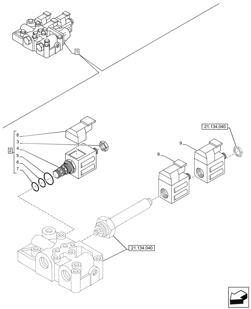 Схема запчастей Case 580SN - (55.024.030) - VAR - 423058 - TRANSMISSION, POWERSHUTTLE, CONTROL VALVE, COMPONENTS, SOLENOID (55) - ELECTRICAL SYSTEMS