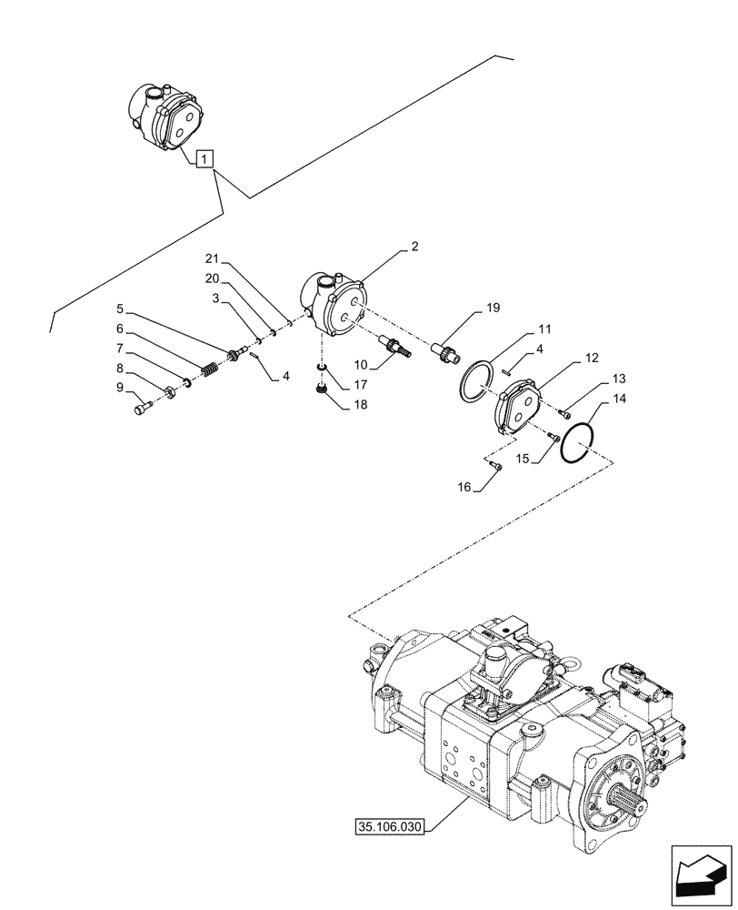 Схема запчастей Case CX290D LC SL - (35.357.040) - VAR - 461863 - HYDRAULIC PUMP, PILOT (35) - HYDRAULIC SYSTEMS