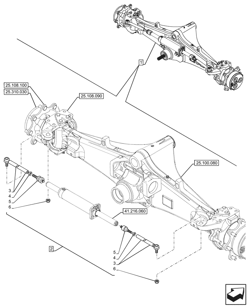 Схема запчастей Case 580N - (41.106.060) - FRONT AXLE, STEERING TIE-ROD, 4WD (41) - STEERING