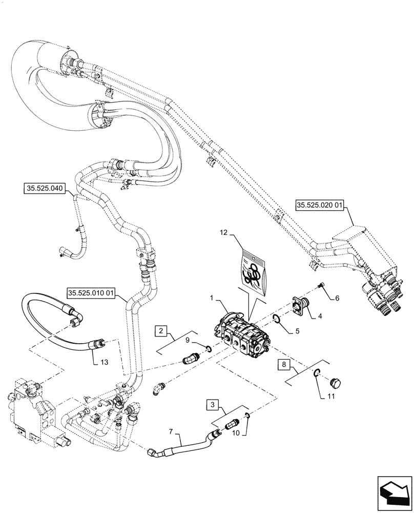 Схема запчастей Case SV340 - (35.525.030[01]) - HIGH FLOW AUXILIARY HYDRAULIC, GEAR PUMP (35) - HYDRAULIC SYSTEMS