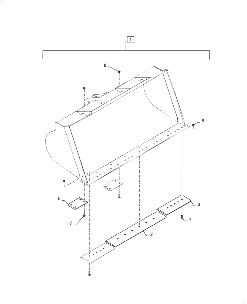 Схема запчастей Case 921G - (82.300.020[01]) - VAR - 424250, 424257, 424906 - BUCKET W/ CUTTING EDGE (82) - FRONT LOADER & BUCKET