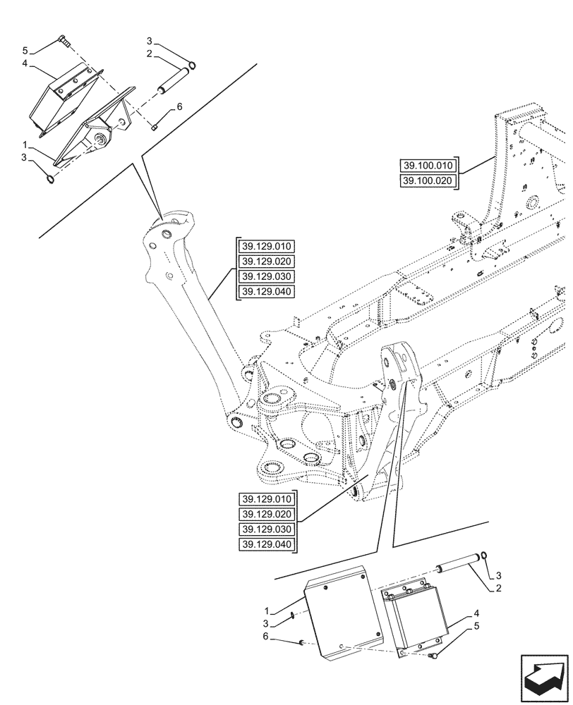 Схема запчастей Case 590SN - (39.129.080) - VAR - 442057 - CEMETERY STABILIZER PAD (39) - FRAMES AND BALLASTING