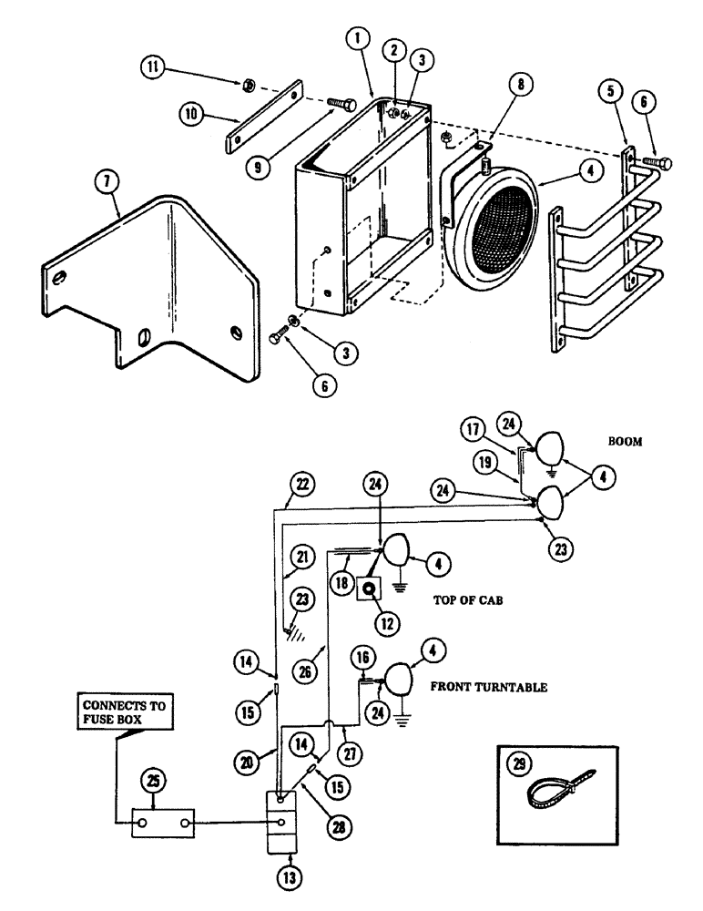 Схема запчастей Case 880B - (282) - WORK LIGHTS AND ATTACHING PARTS (06) - ELECTRICAL SYSTEMS