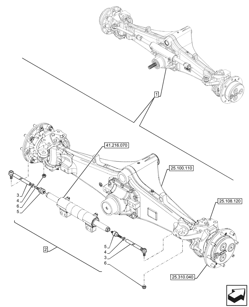 Схема запчастей Case 580SN WT - (41.106.070) - FRONT AXLE, STEERING TIE-ROD, 4WD (41) - STEERING