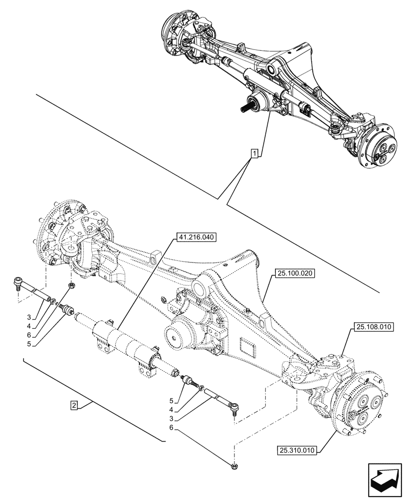 Схема запчастей Case 580SN - (41.106.040) - FRONT AXLE, STEERING TIE-ROD, STD, 4WD (41) - STEERING