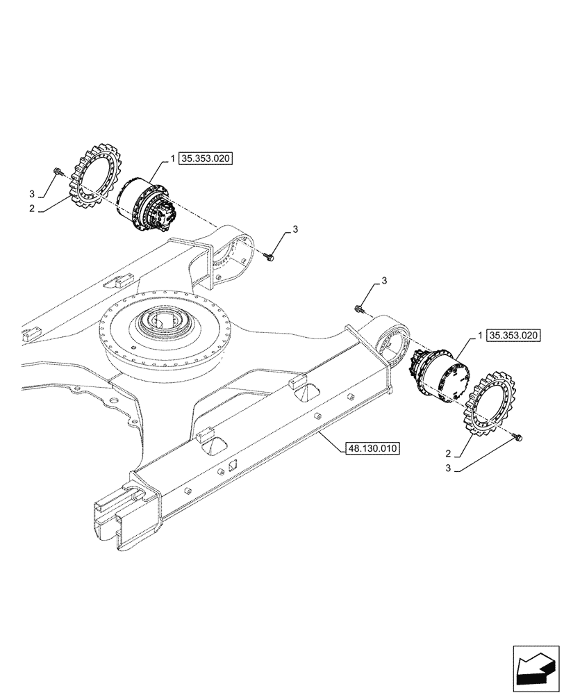 Схема запчастей Case CX290D LC MH - (35.353.010) - TRAVEL MOTOR & REDUCTION GEAR, HOUSING (35) - HYDRAULIC SYSTEMS