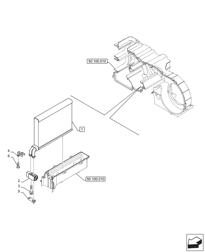 Схема запчастей Case CX290D LC MH - (50.200.010) - AIR CONDITIONING, EVAPORATOR (50) - CAB CLIMATE CONTROL