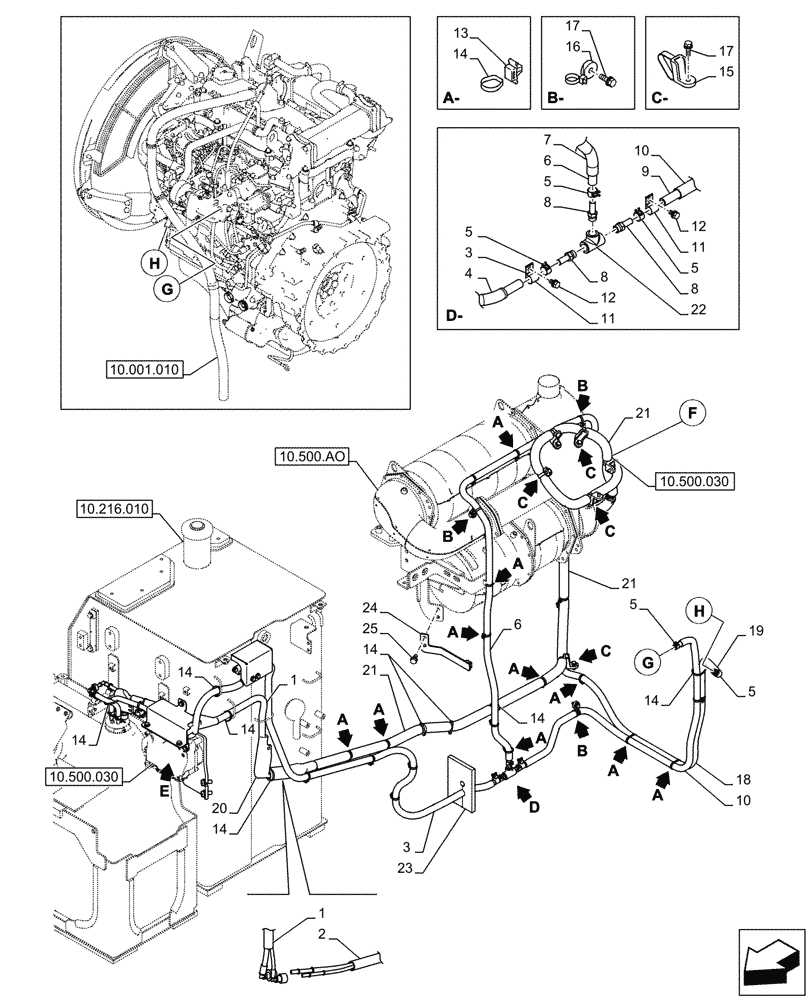 Схема запчастей Case CX290D LC SL - (10.500.020) - DEF/ADBLUE™ LINES (10) - ENGINE
