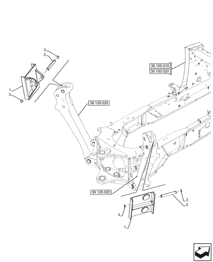 Схема запчастей Case 590SN - (39.129.050) - VAR - 442055 - STABILIZER, PAD (39) - FRAMES AND BALLASTING