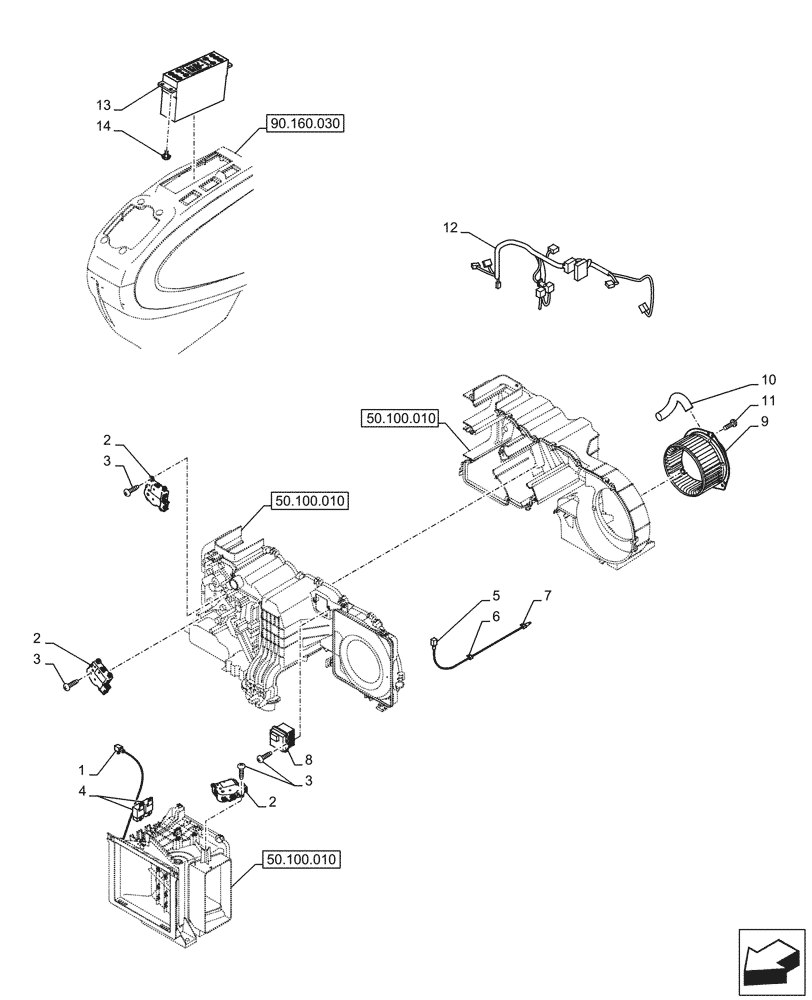 Схема запчастей Case CX290D LC SL - (55.050.010) - AIR CONDITIONING, CONTROL (55) - ELECTRICAL SYSTEMS