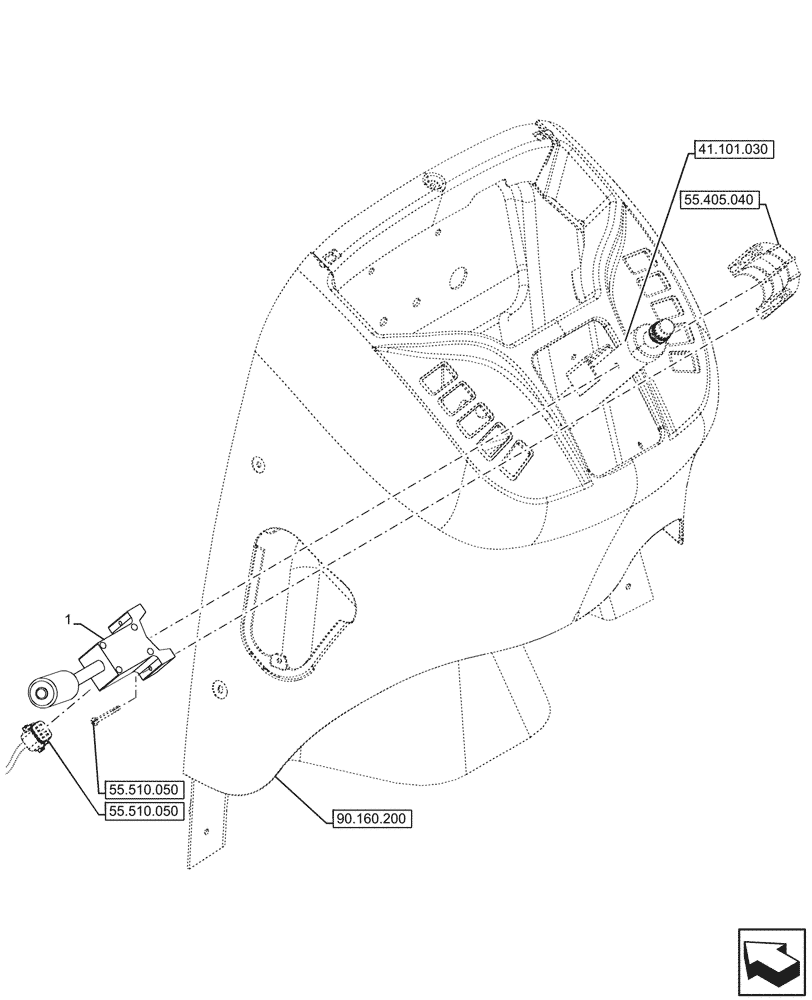 Схема запчастей Case 590SN - (55.513.010) - VAR - 423060, 423061 - SEMI-POWERSHIFT, TRANSMISSION, GEARSHIFT, LEVER (55) - ELECTRICAL SYSTEMS