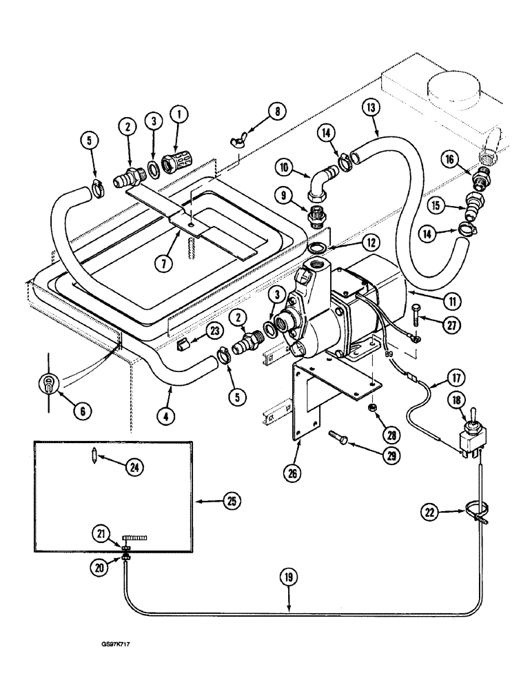 Схема запчастей Case 220B - (9-114) - FUEL TRANSFER PUMP SYSTEM, IF USED (09) - CHASSIS