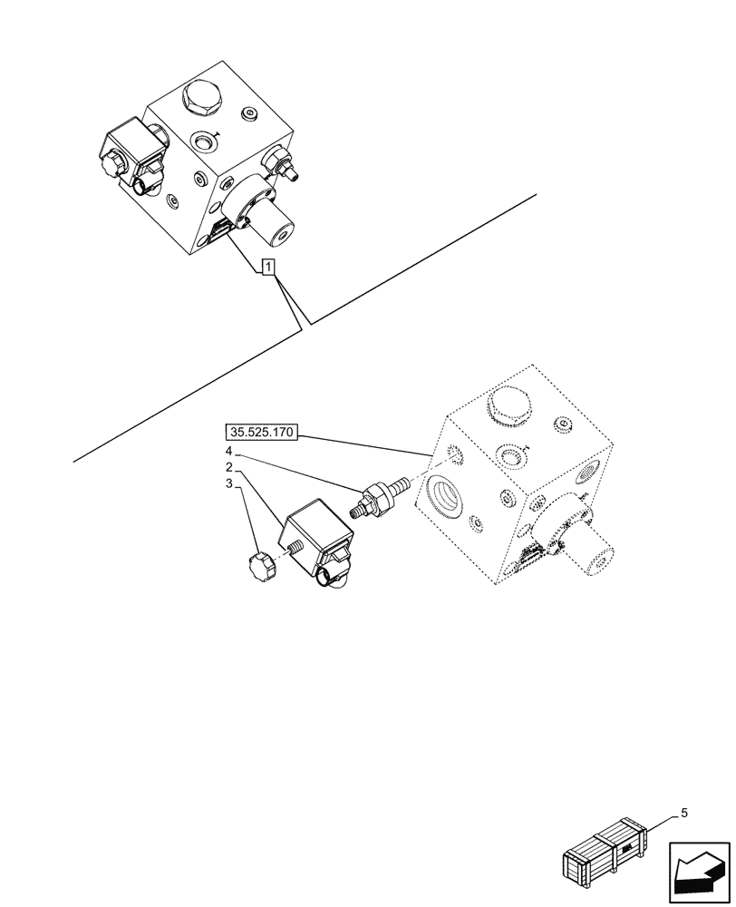 Схема запчастей Case 580SN WT - (55.036.040) - VAR - 423084 - AUXILIARY CONTROL VALVE, SOLENOID (55) - ELECTRICAL SYSTEMS