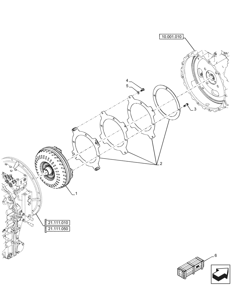 Схема запчастей Case 590SN - (21.700.040) - VAR - 423060, 423061 - TRANSMISSION, SEMI-POWERSHIFT, TORQUE CONVERTER (21) - TRANSMISSION